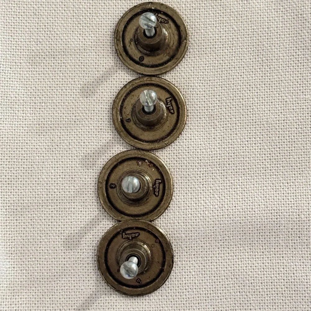 4 MCM Brass HYER DRAWER PULLS Cabinet Knob Flower Round Medallion Daisy Sunburst